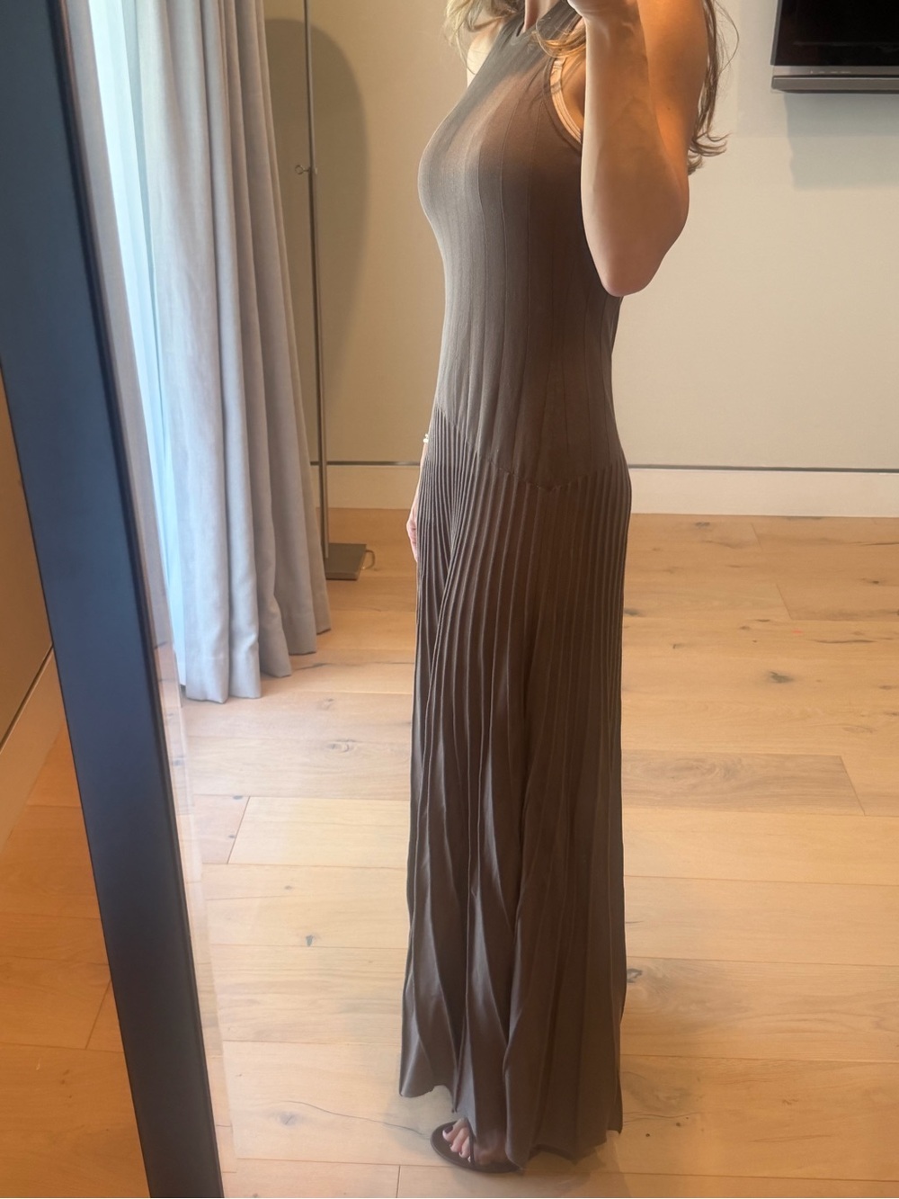 & Other Stories Sleeveless Ribbed Maxi Dress in Chocolate Brown - Picture 2 of 6